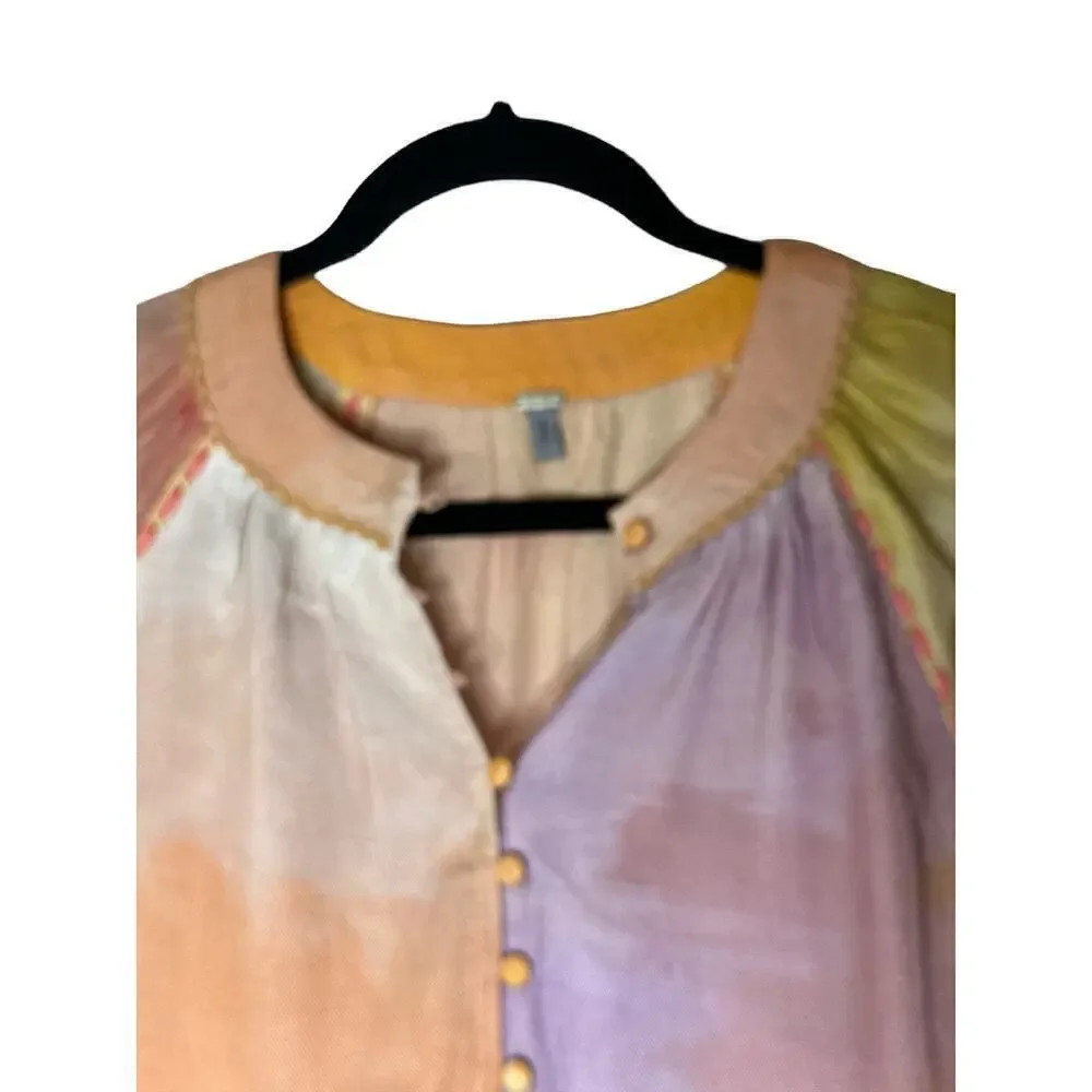 Anthropologie Bl-nk London Women's Long Sleeve Oversize Peasant Top Size S NWOT